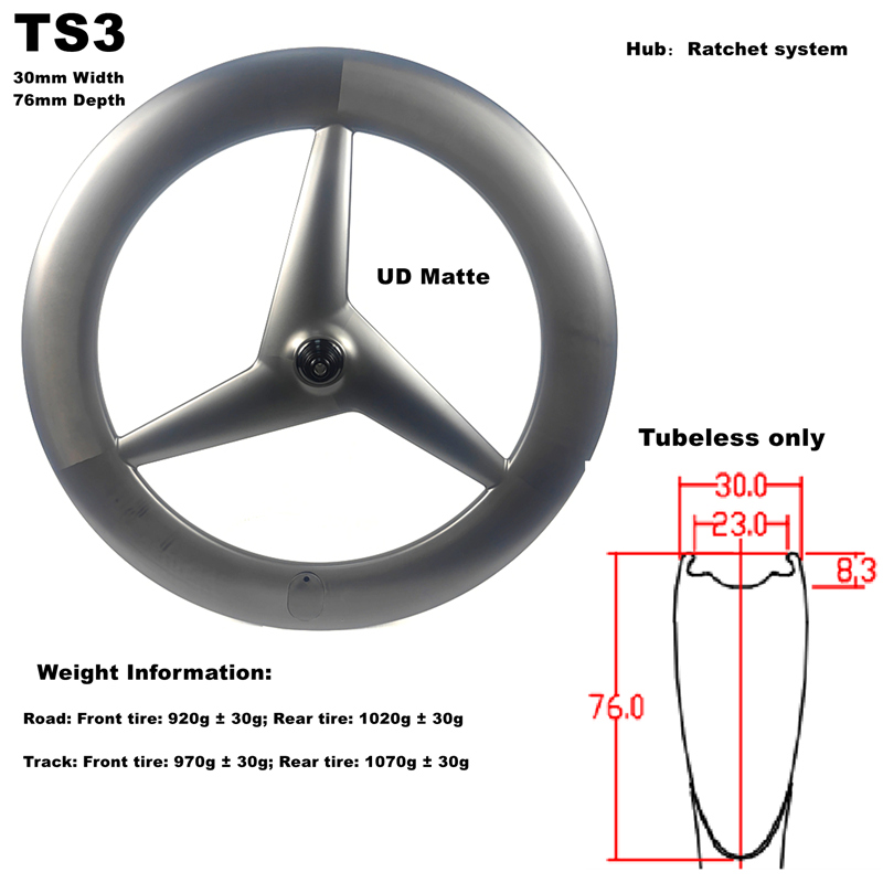 28mm carbon 3 spoke wheel